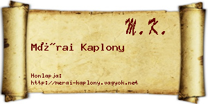 Mérai Kaplony névjegykártya